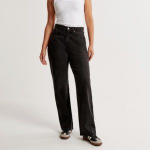 Abercrombie Black Curve Love High Rise Loose Jean Size 33/16 Short Brand New